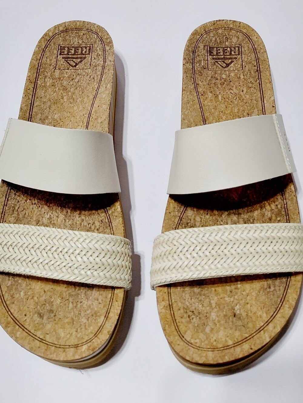 REEF  Cushion Vista Hi Women's  Cream   Cork Footbed  Slide Sandals Size 9